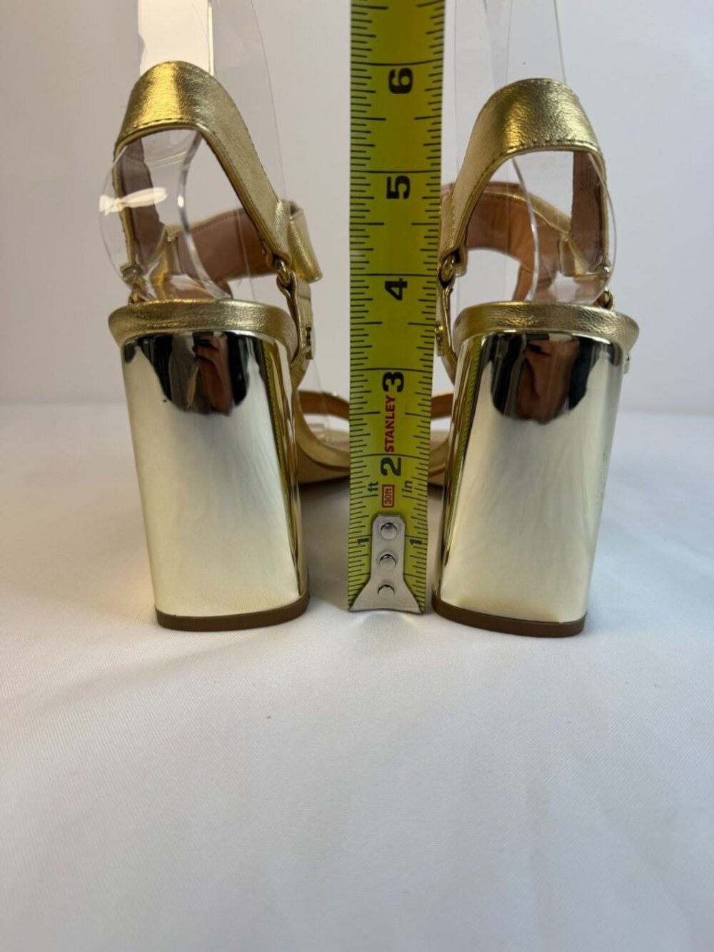 Halston Heritage Mica Sandal Womens Size 5.5M Gold & Bronze Studded Block Heel - Picture 9 of 15